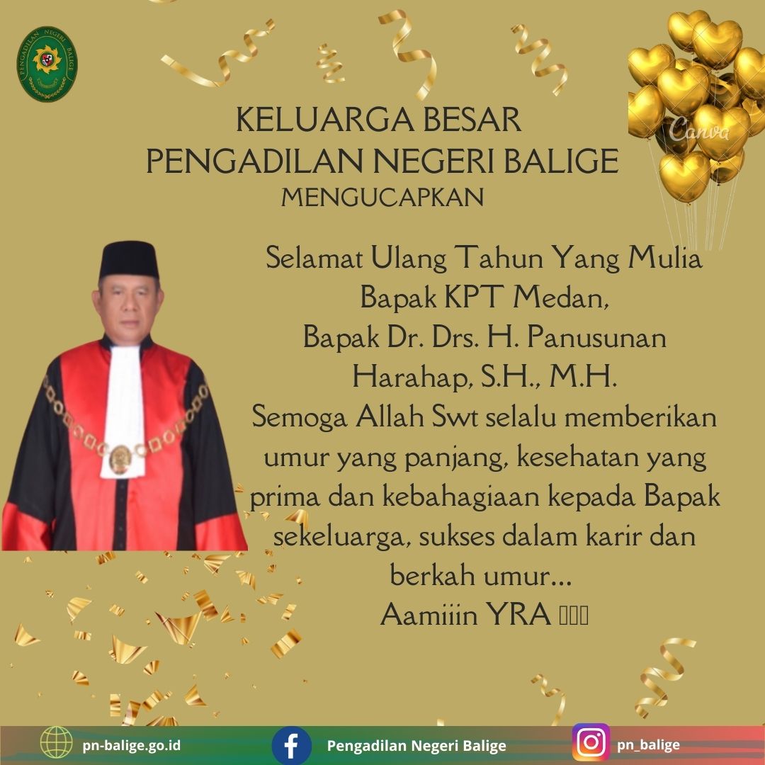 Selamat Ulang Tahun Yang Mulia Bapak Ketua Pengadilan Tinggi Medan